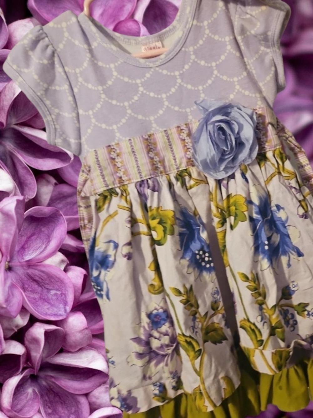 Giggle Moon Lavender and Green Floral Casual Dress